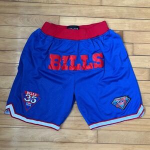 Just Don Buffalo Bills NFL Mesh Basketball Shorts Blue Red Men Large Made in USA